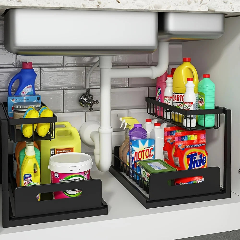 Metalowy organizer pod zlew 2-poziomowy - wymiary