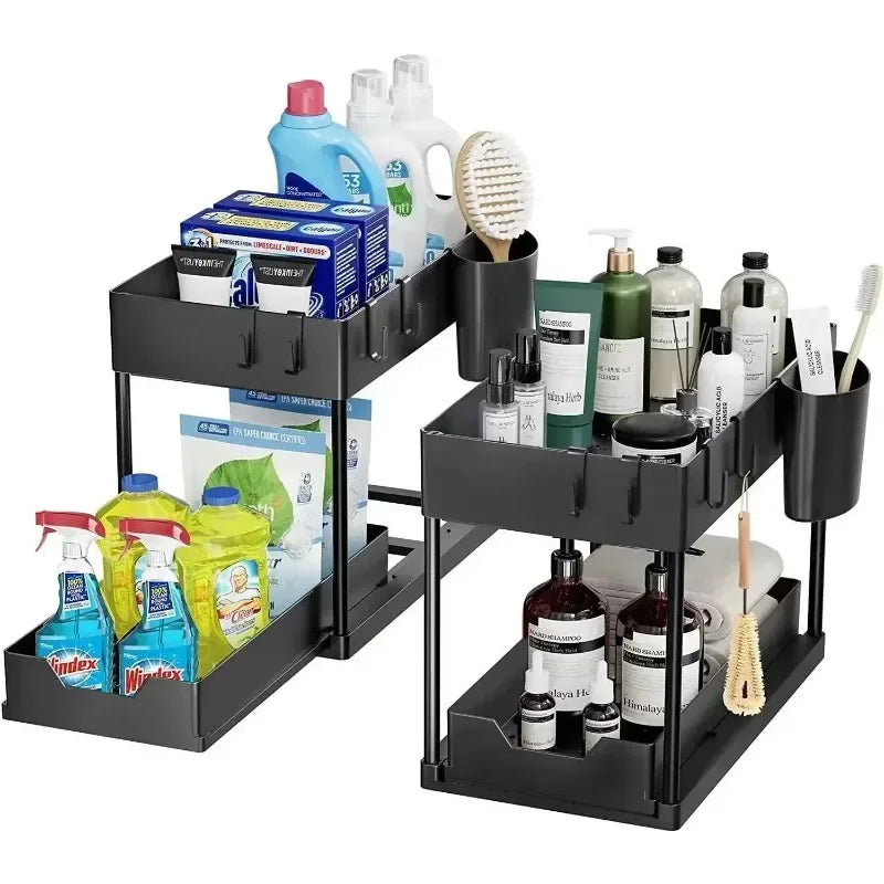 Organizer do zlewu 2-poziomowy z koszykami - widok z boku
